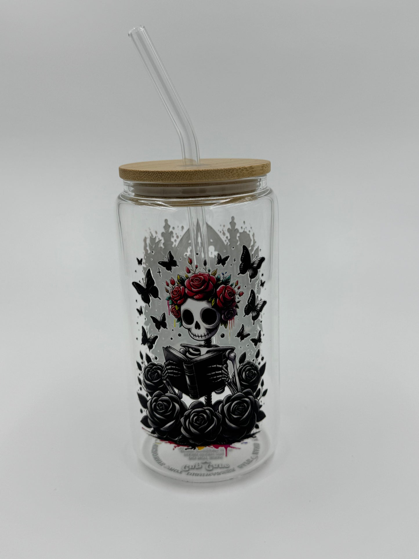 Dark Bookish Glass Can Cup
