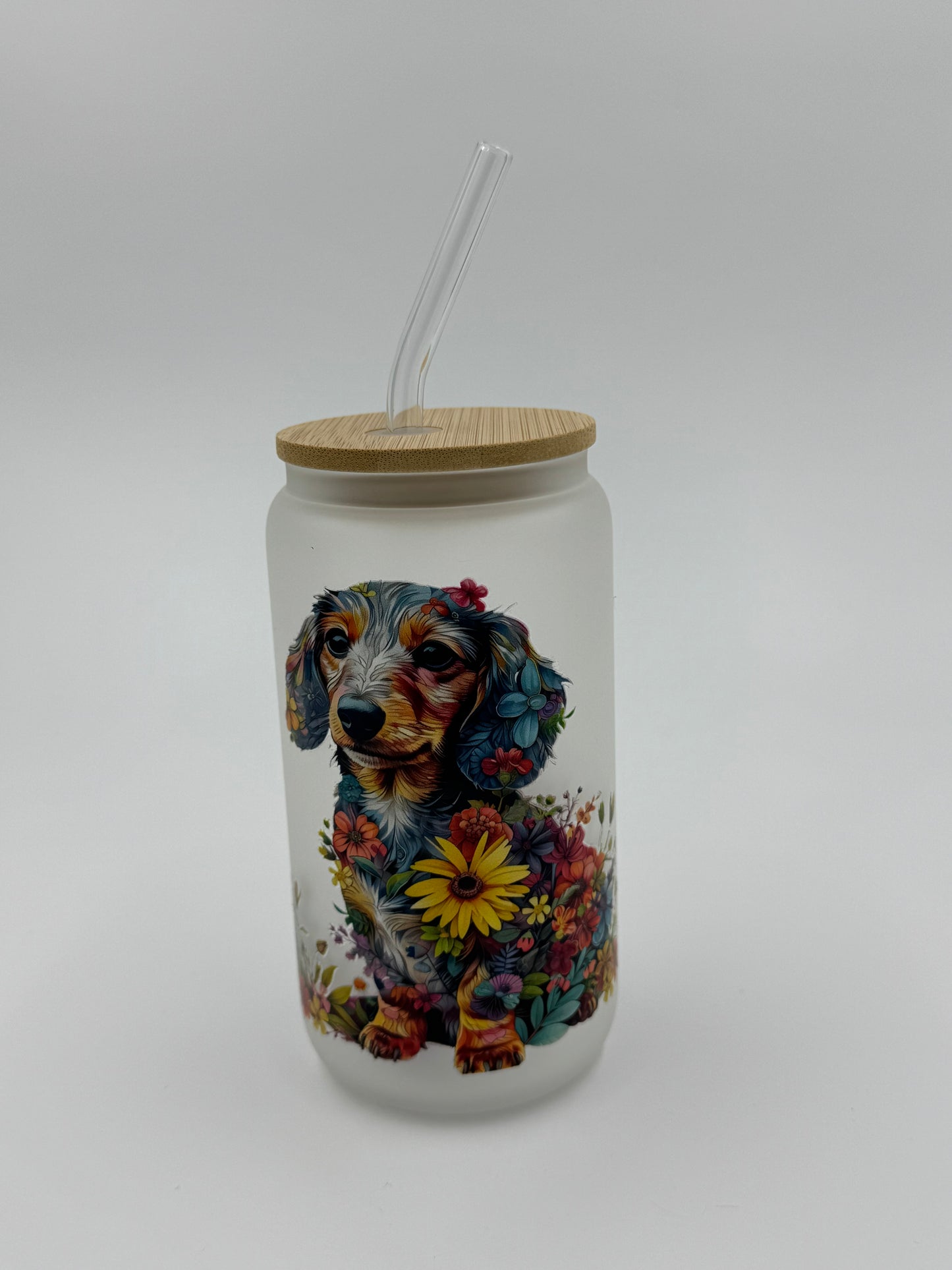 Dachshund Frosted Glass Can Cup