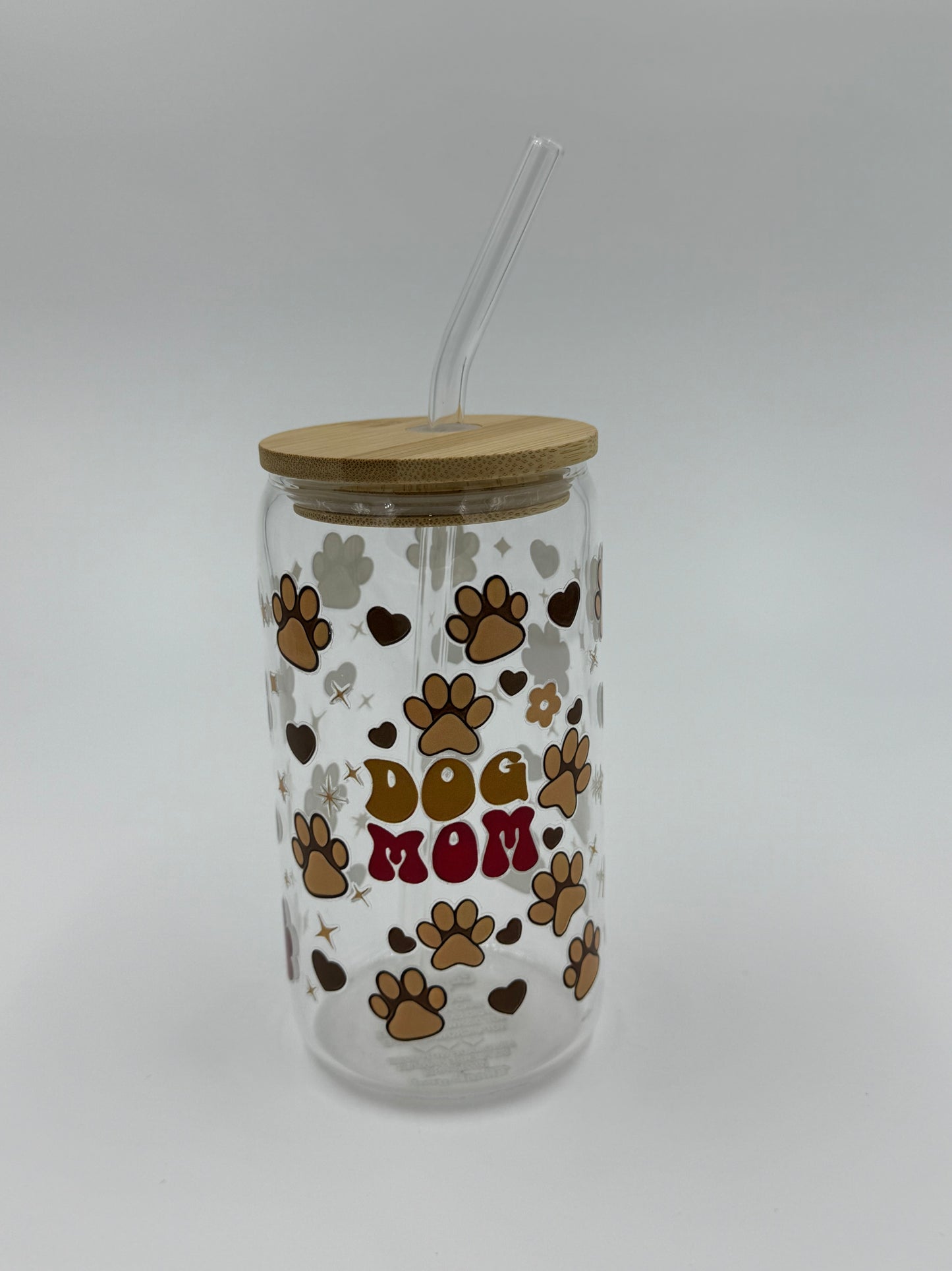“Dog Mom” Glass Can Cup