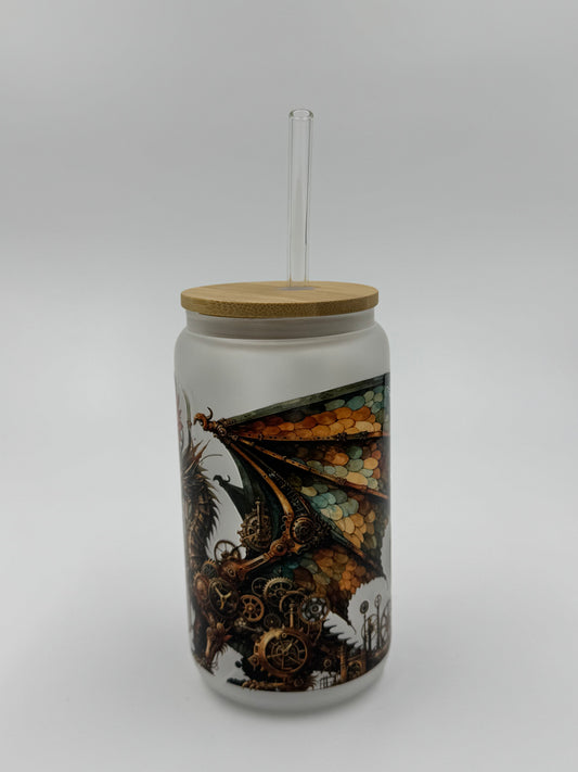 Dragon Frosted Glass Can Cup
