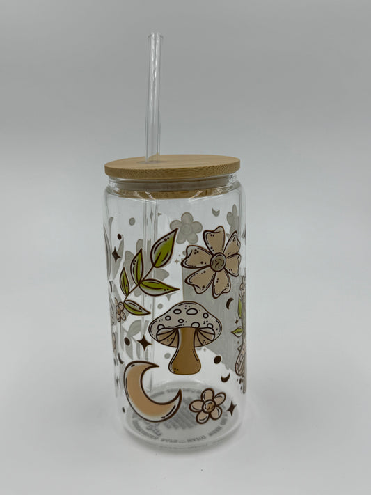 Bookish Mushroom Glass Can Cup