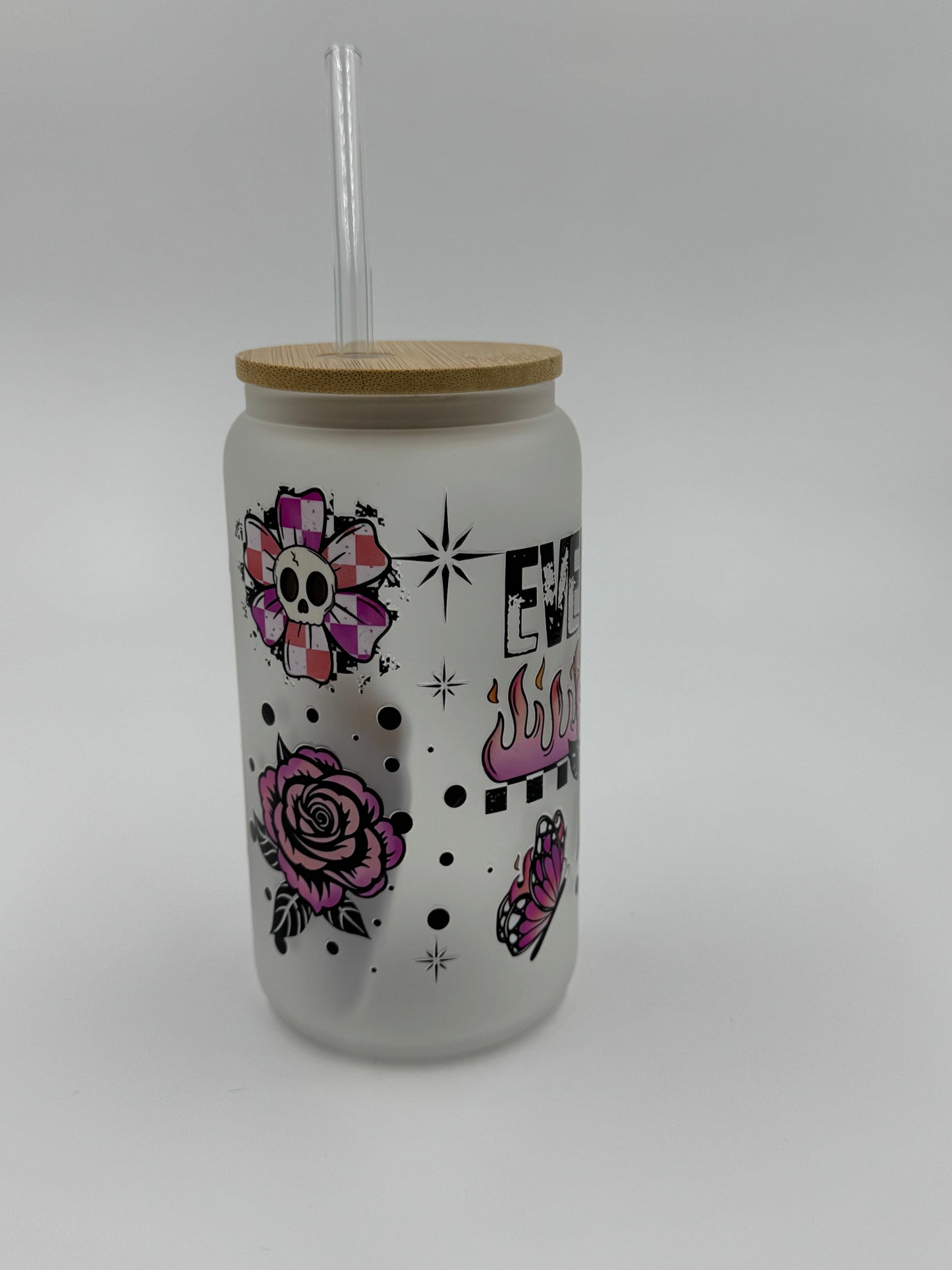 “Everything is Fine” Frosted Glass Can Cup