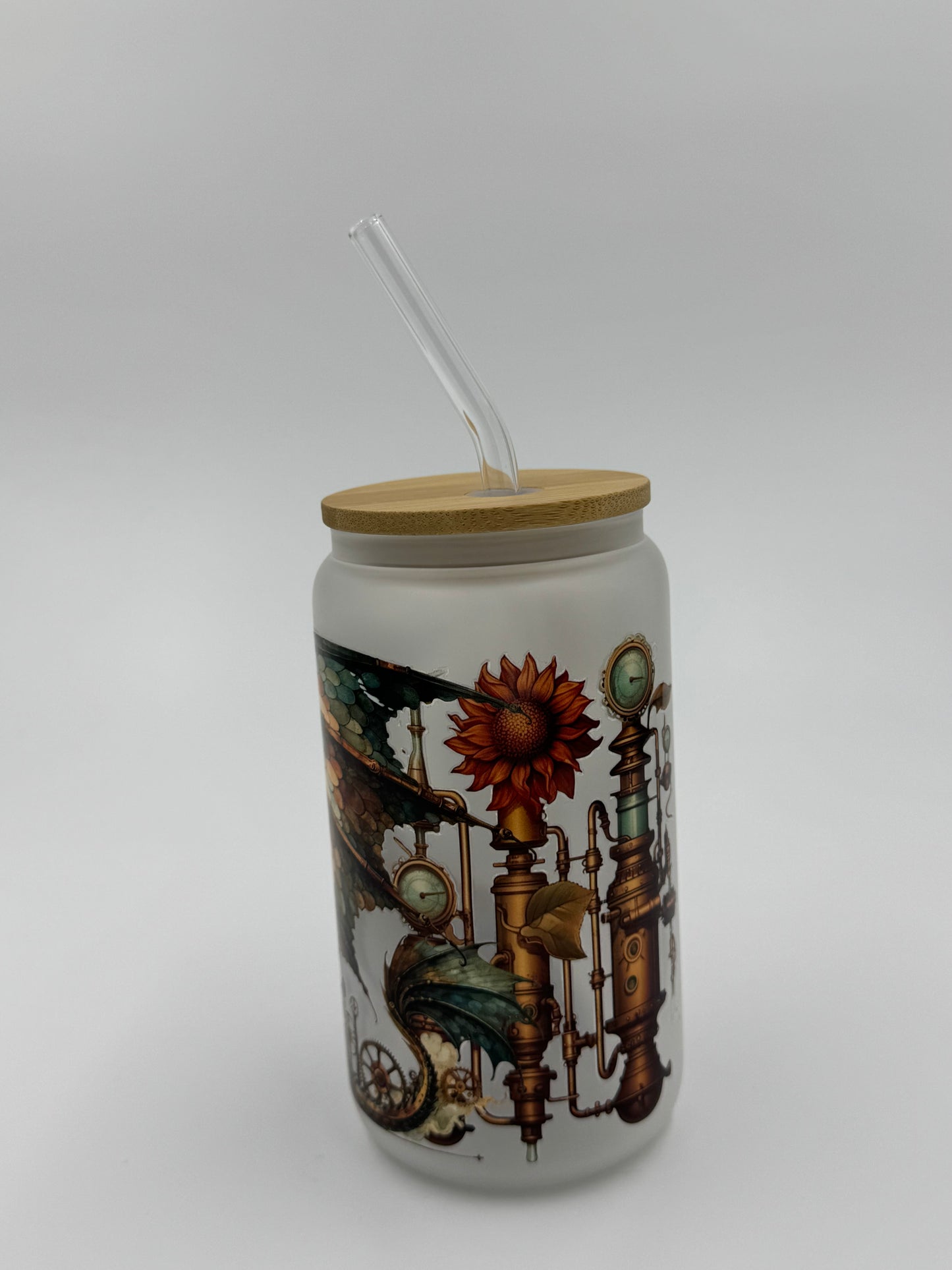 Dragon Frosted Glass Can Cup