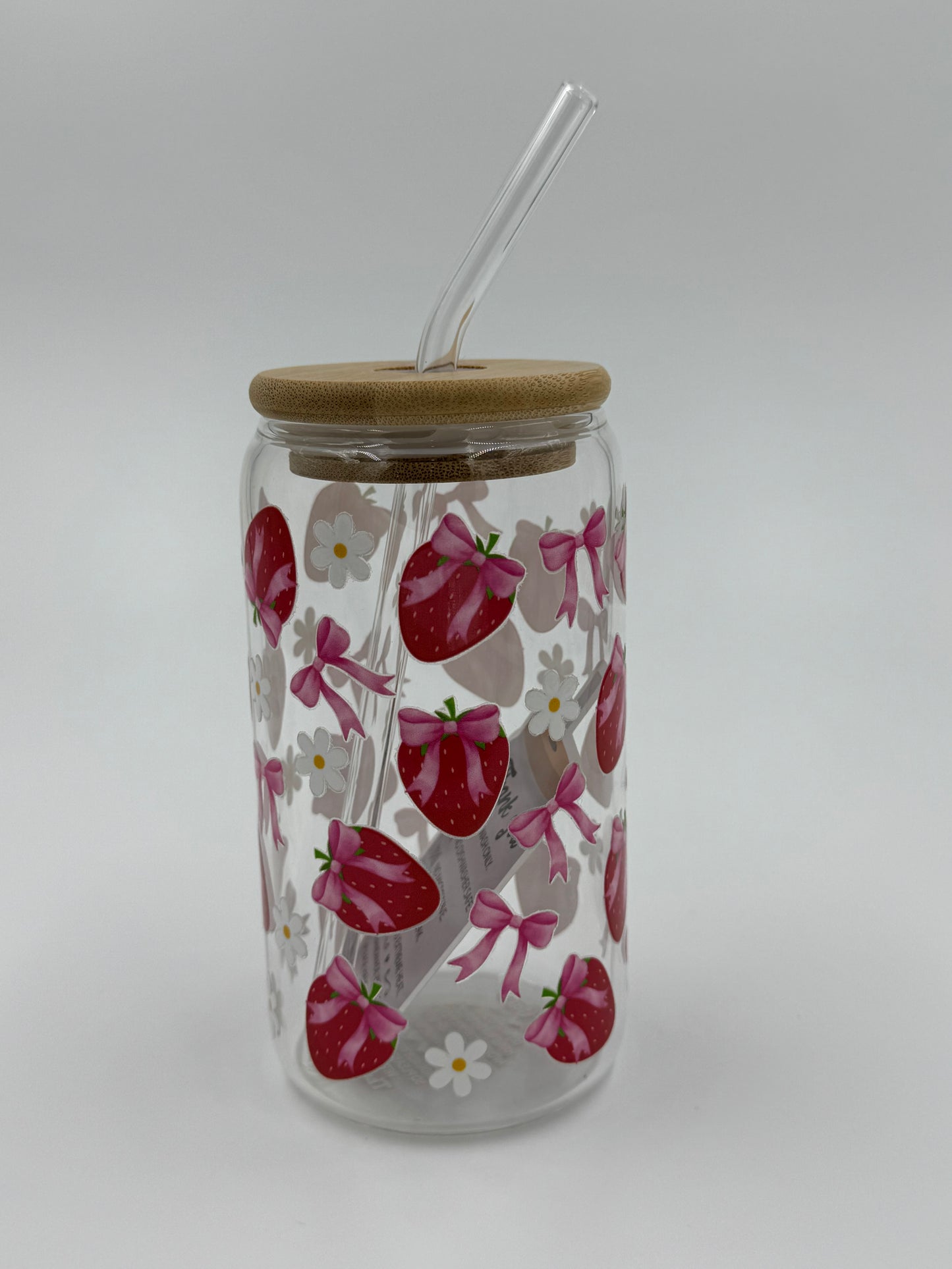 Strawberry Glass Can Cup