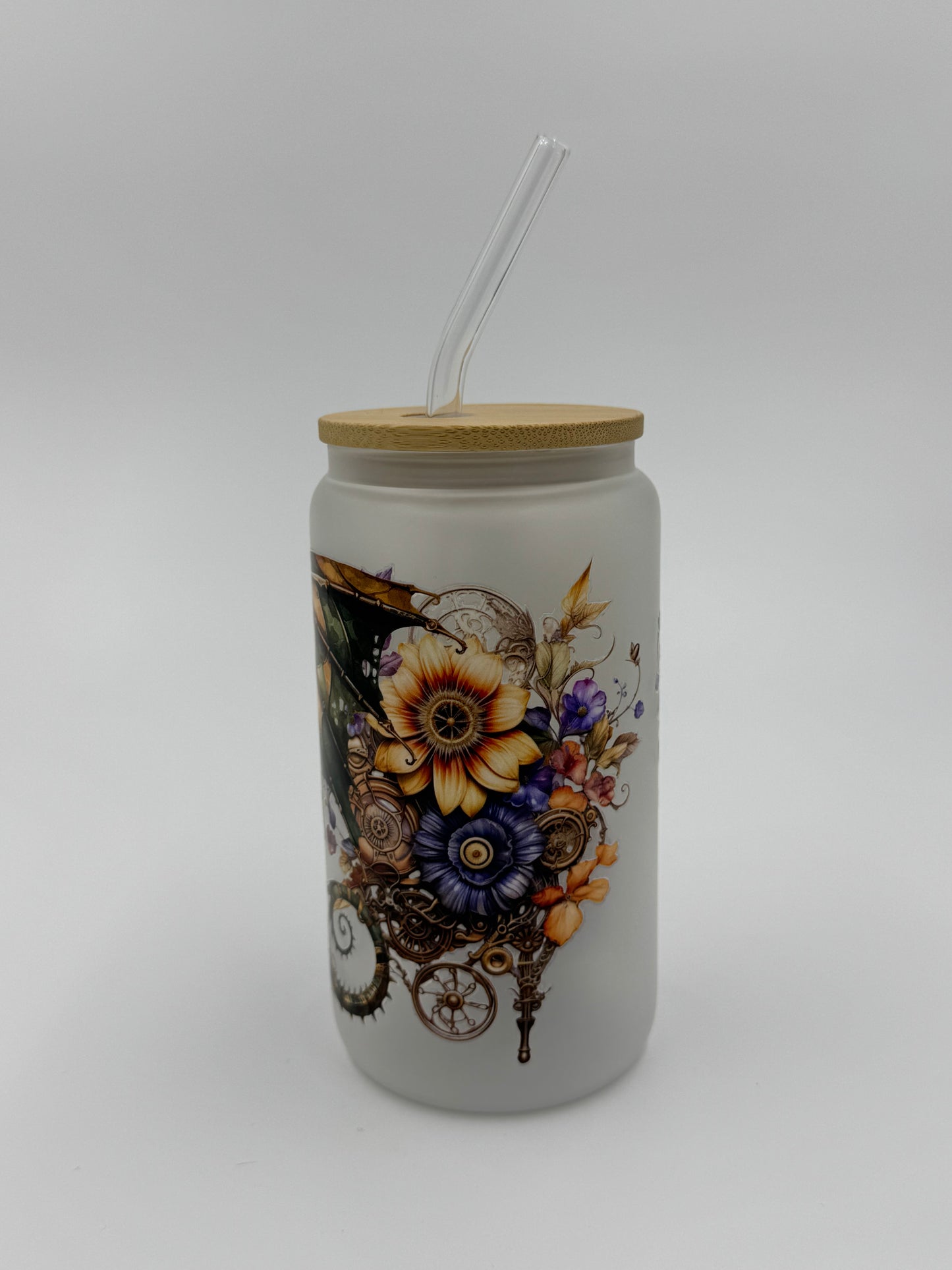 Dragon Frosted Glass Can Cup