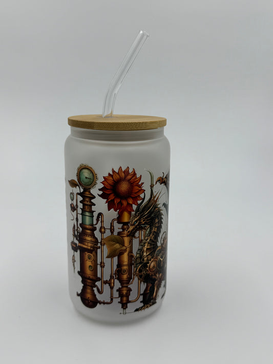 Dragon Frosted Glass Can Cup