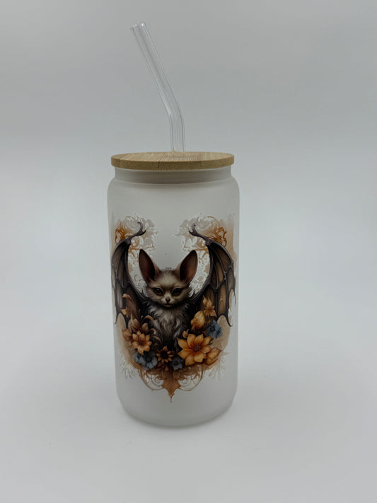 Bat Frosted Glass Can Cup