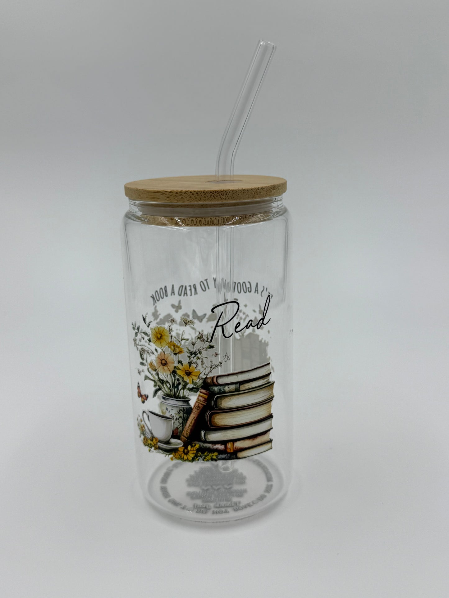 Bookish Glass Can Cup