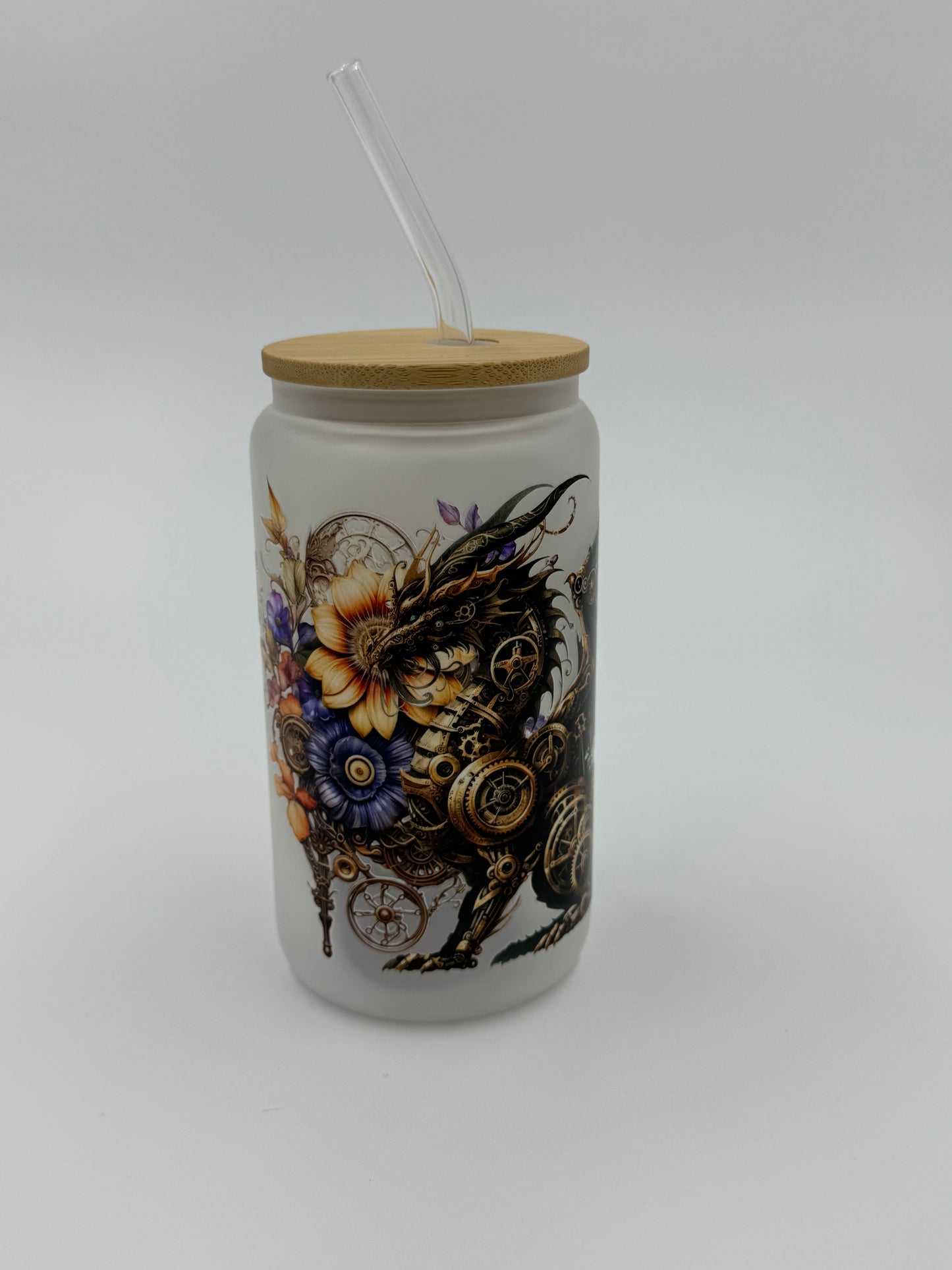 Dragon Frosted Glass Can Cup