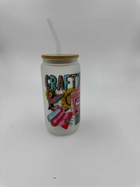 Crafty B**** Frosted Glass Can Cup