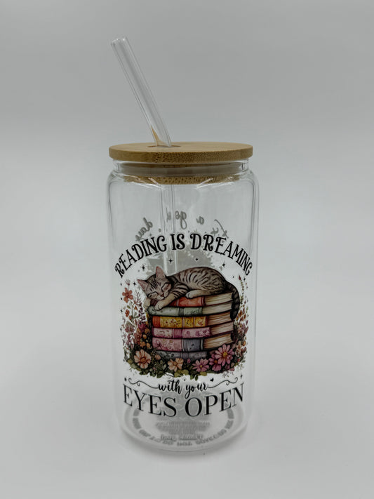 Bookish Glass Can Cup
