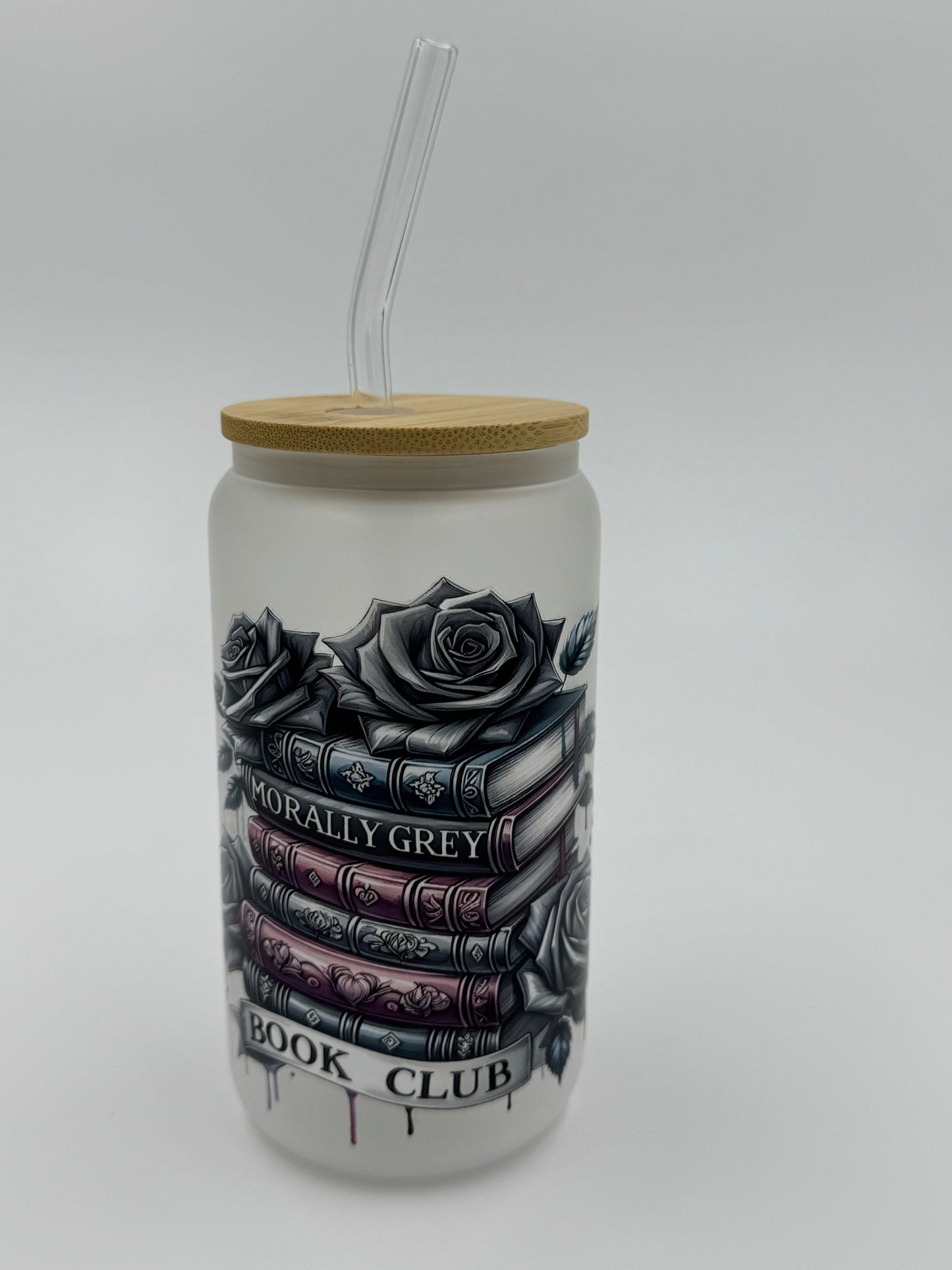 “Morally Grey Book Club” Frosted Glass Can Cup