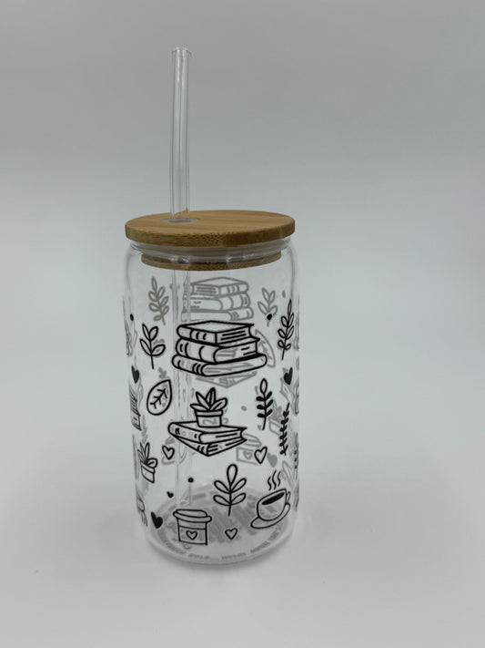 Bookish Glass Can Cup