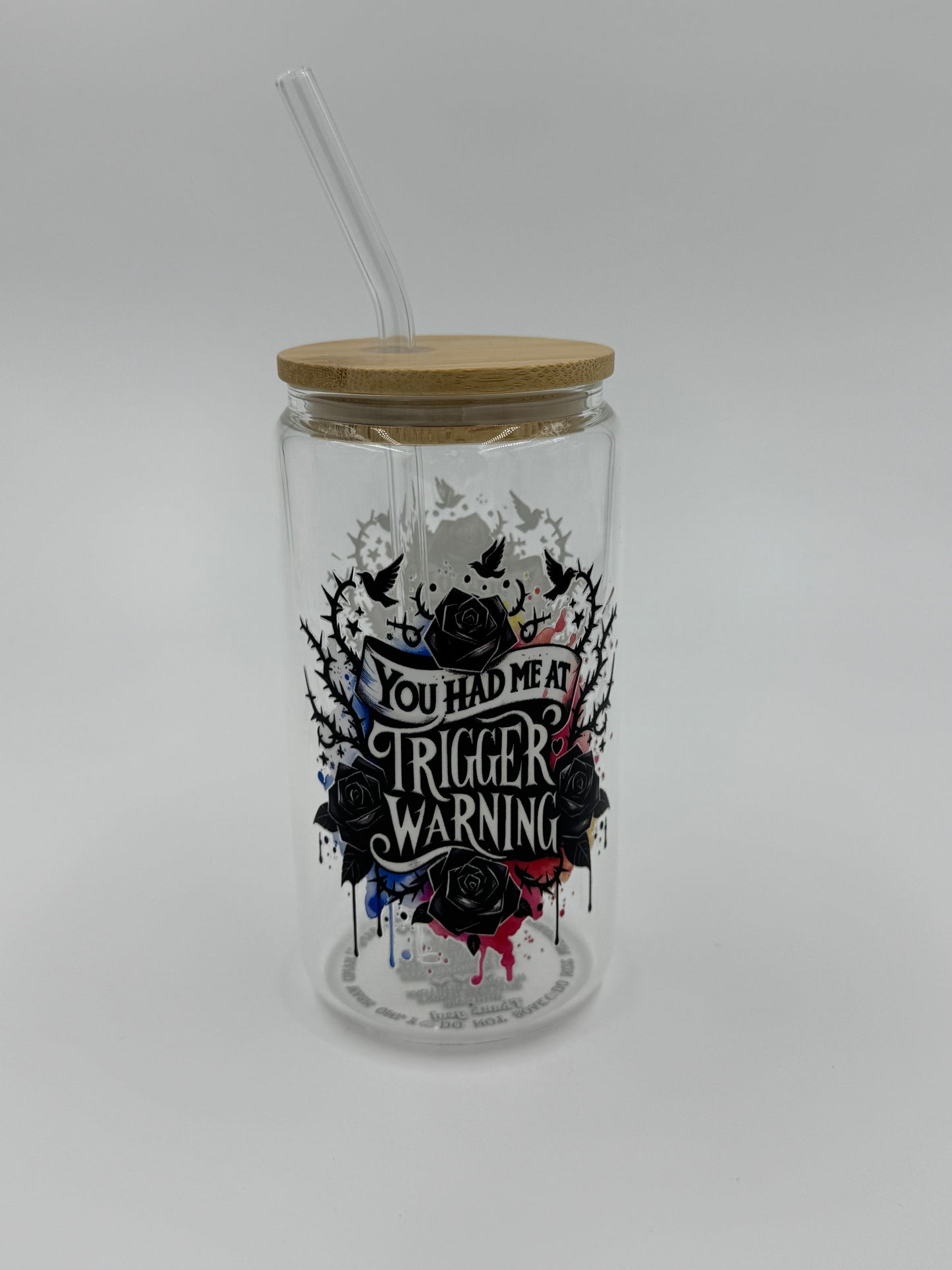 “Trigger Warning” Glass Can Cup