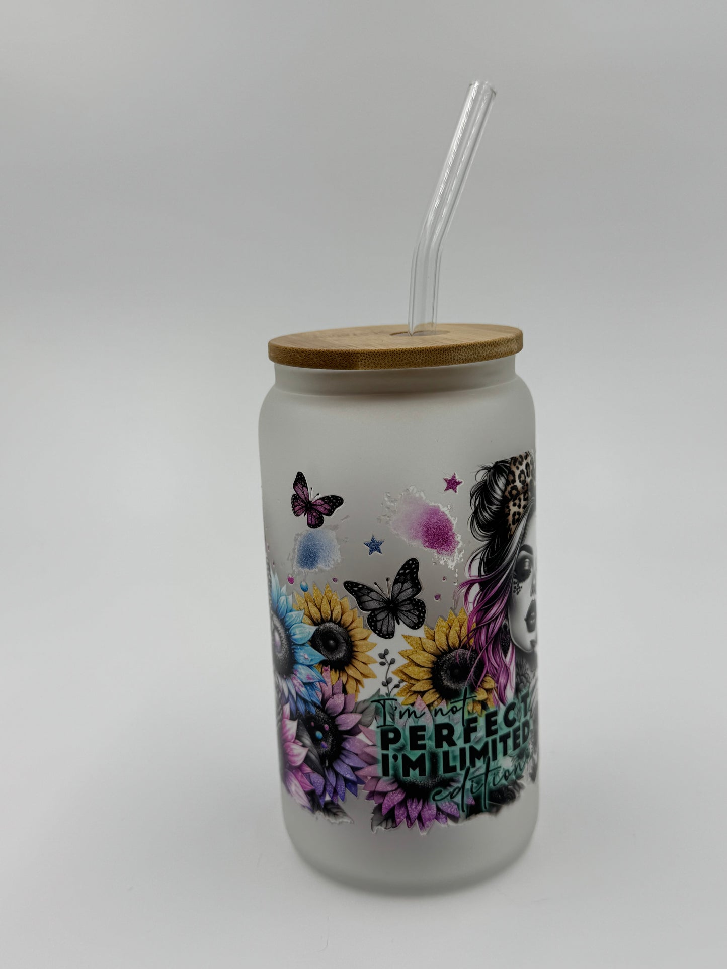 “I’m Not Perfect I’m Limited Edition” Frosted Glass Can Cup