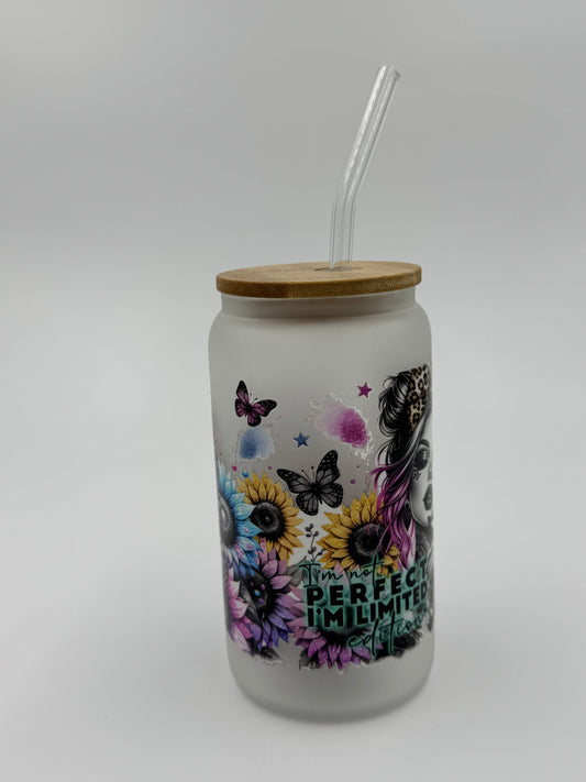 “I’m Not Perfect I’m Limited Edition” Frosted Glass Can Cup