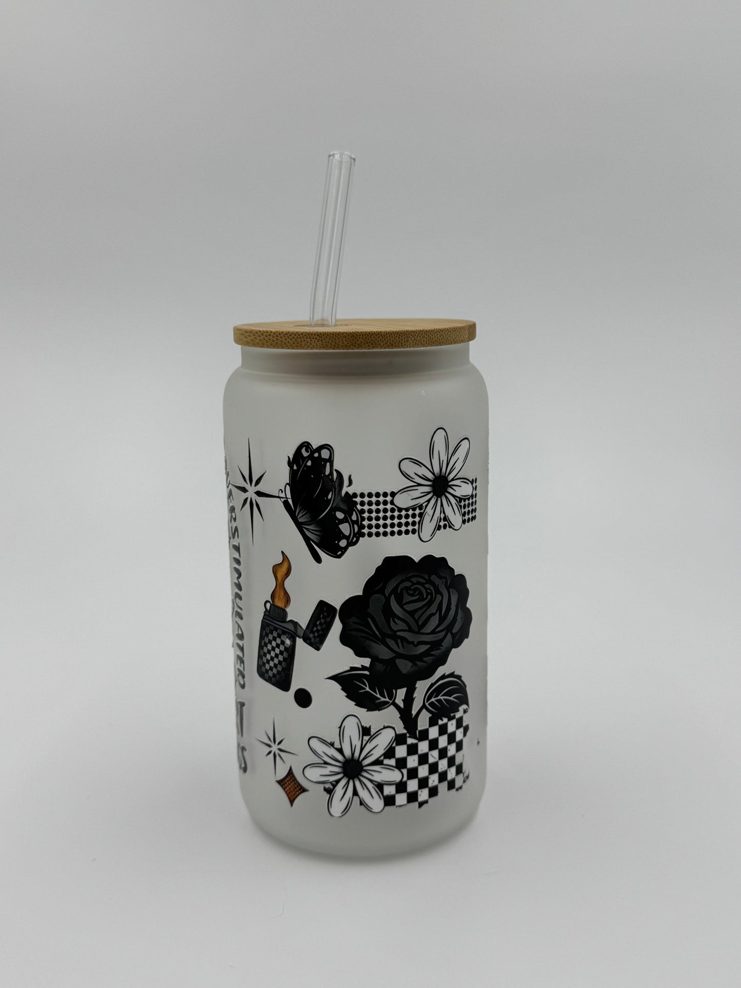 Overstimulated Frosted Glass Can Cup