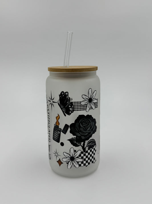 Overstimulated Frosted Glass Can Cup
