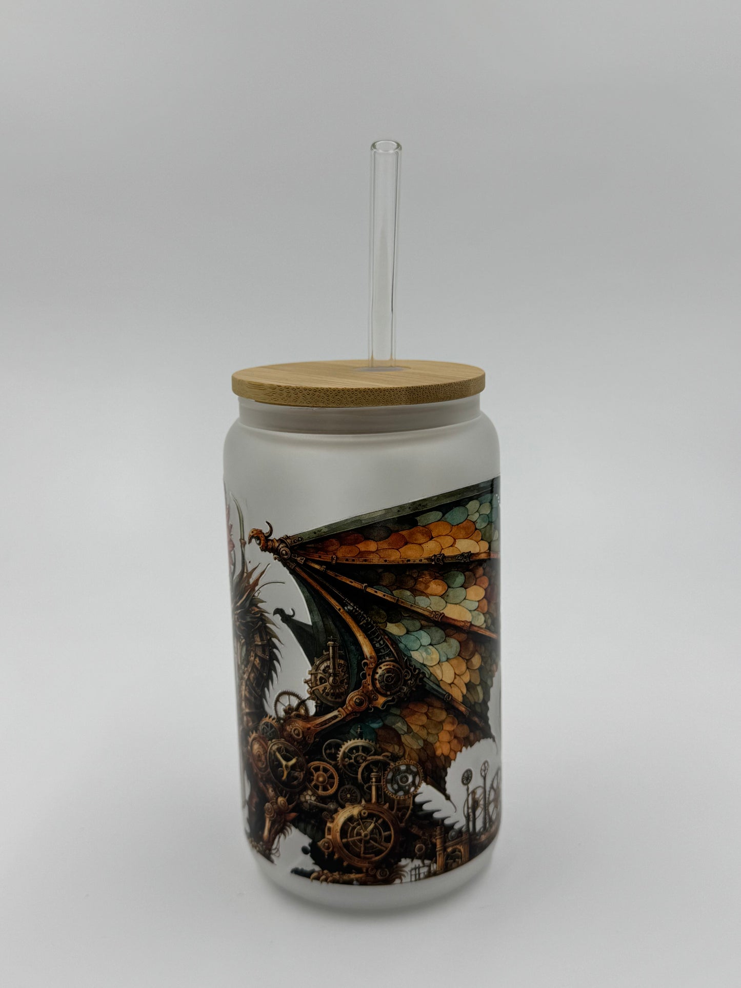 Dragon Frosted Glass Can Cup