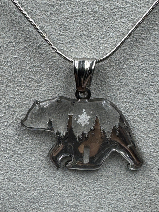 Bear Snowflake Pendant 013126-02