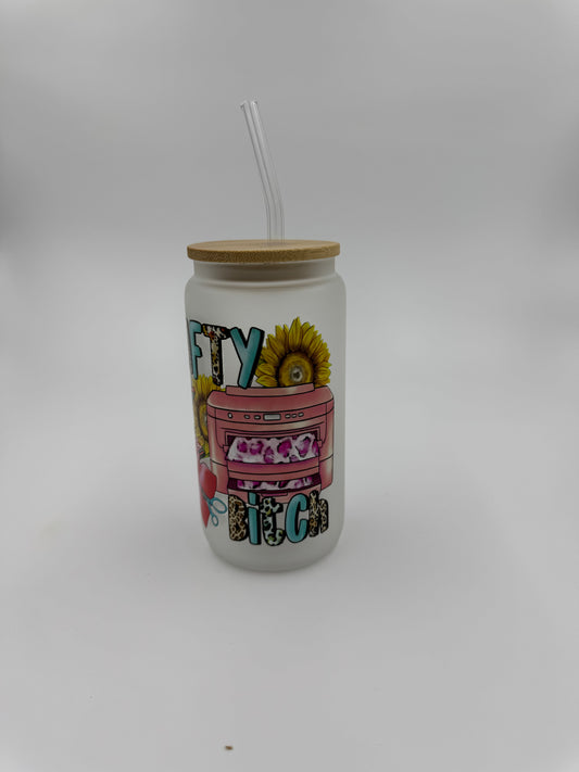 Crafty B**** Frosted Glass Can Cup