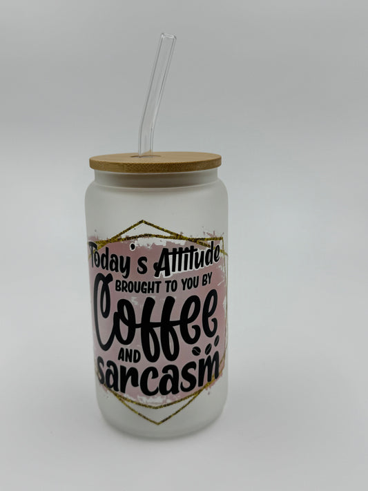 Coffee & Sarcasm Frosted Glass Can Cup