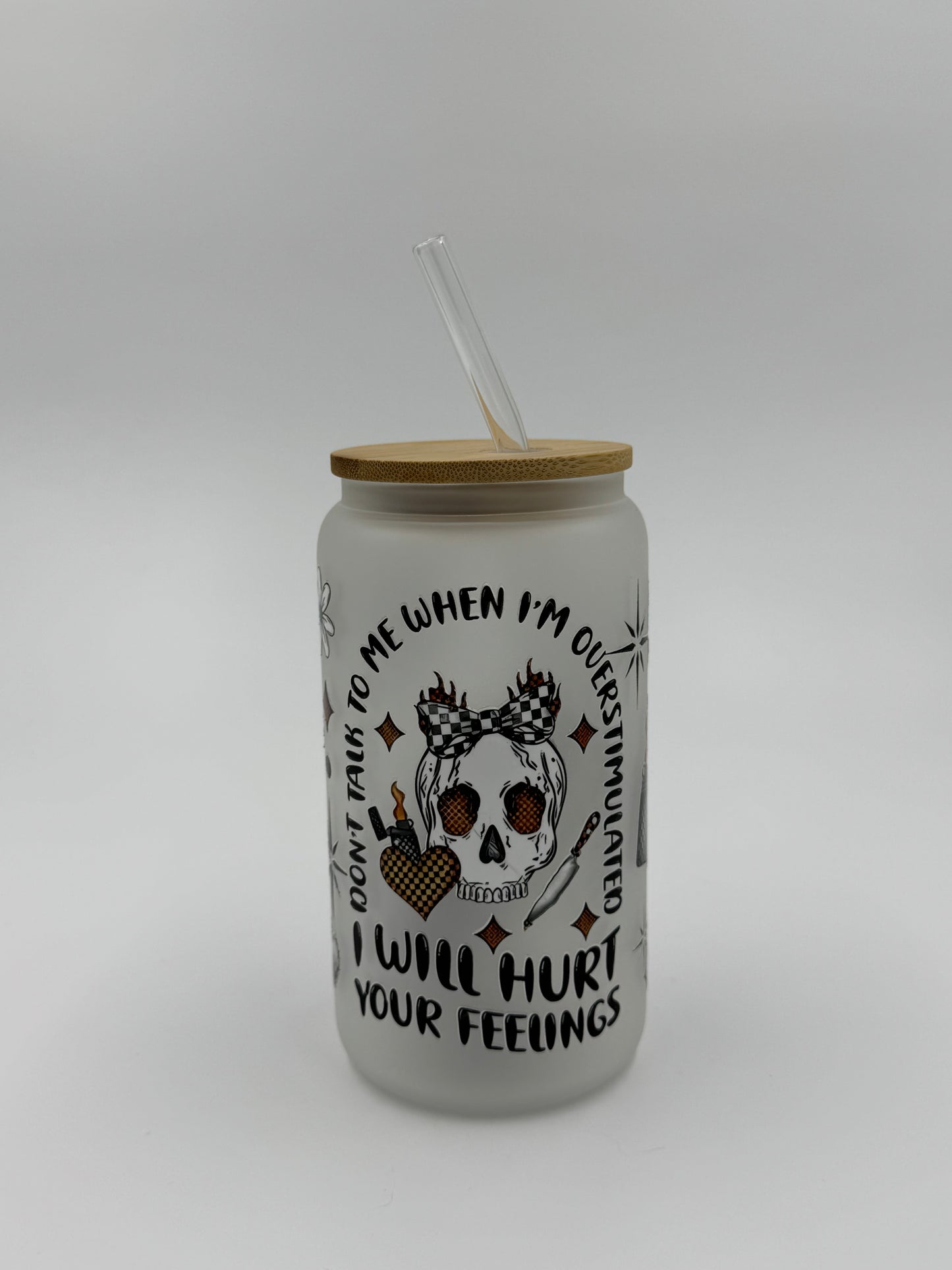 Overstimulated Frosted Glass Can Cup