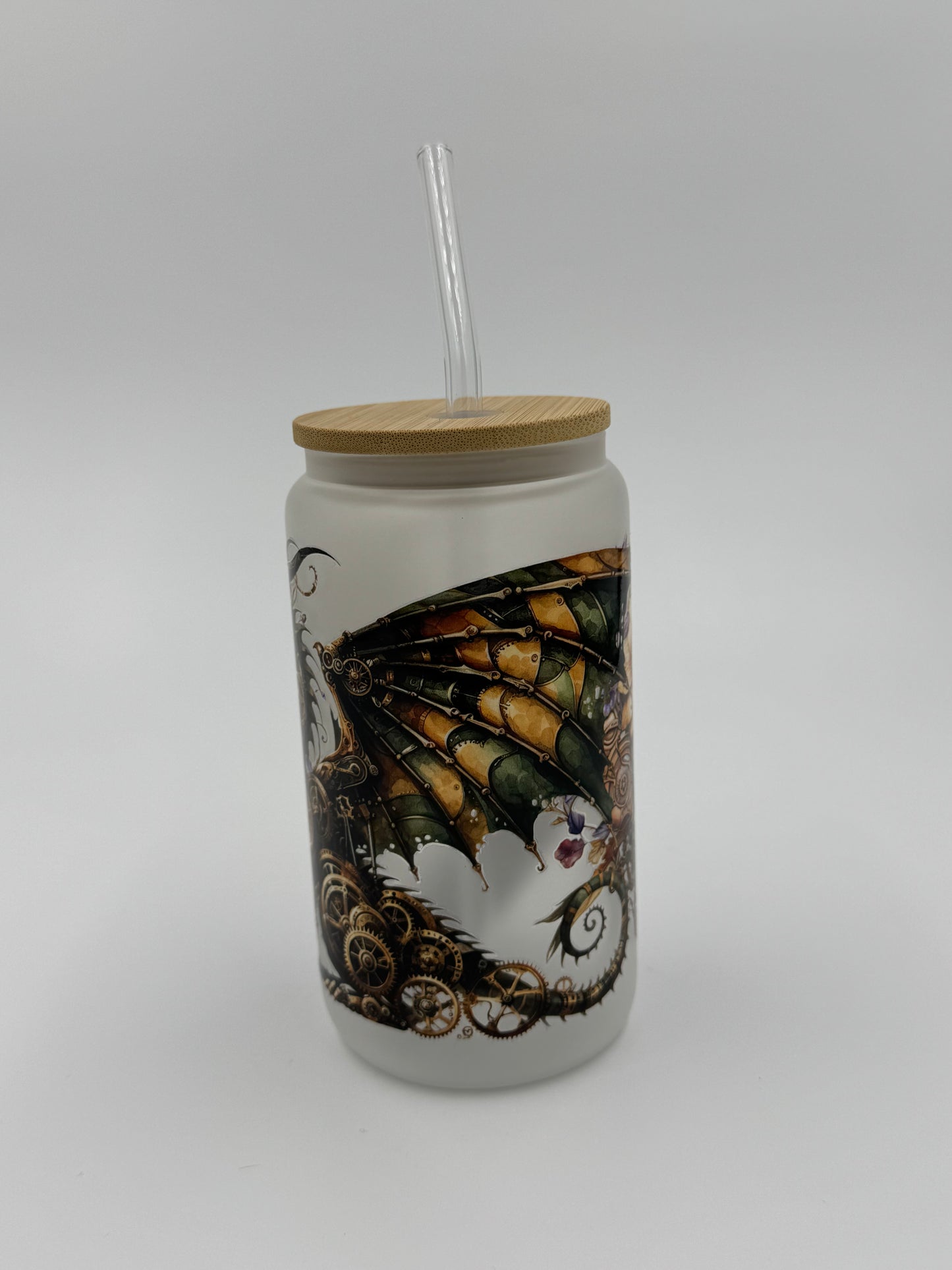 Dragon Frosted Glass Can Cup