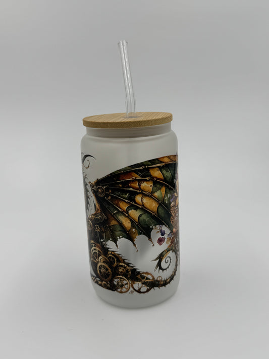 Dragon Frosted Glass Can Cup